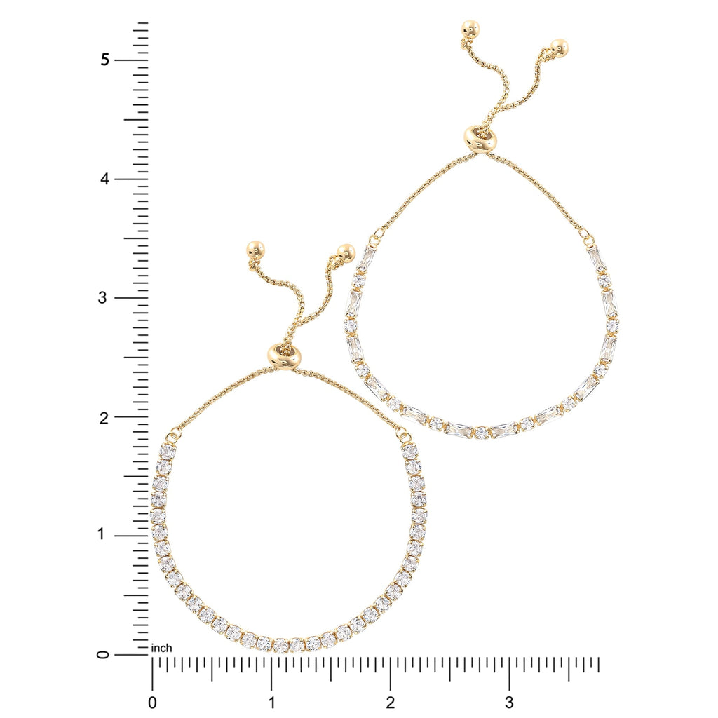 Believe by Brilliance Women's 14kt Gold Flash Plated Cubic Zirconia Adjustable Bracelet Set, 2