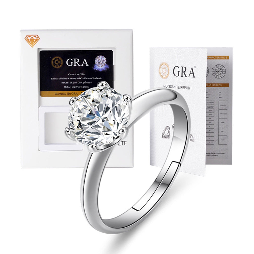 1.5 CT Moissanite Diamond for Women Modern Stylish Engagement Ring D Color VVS1 Jewelry 18k White Gold Over Silver Rings with Adjustable Open