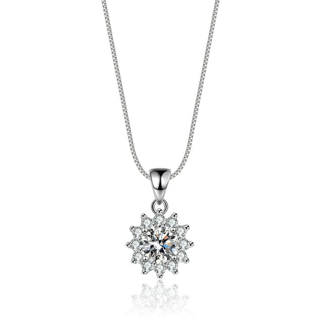1 Carat Gorgeous Moissanite Pendant Necklaces for Women 925 Sterling Silver Necklace with Diamond 18K Plated Dainty Jewelry
