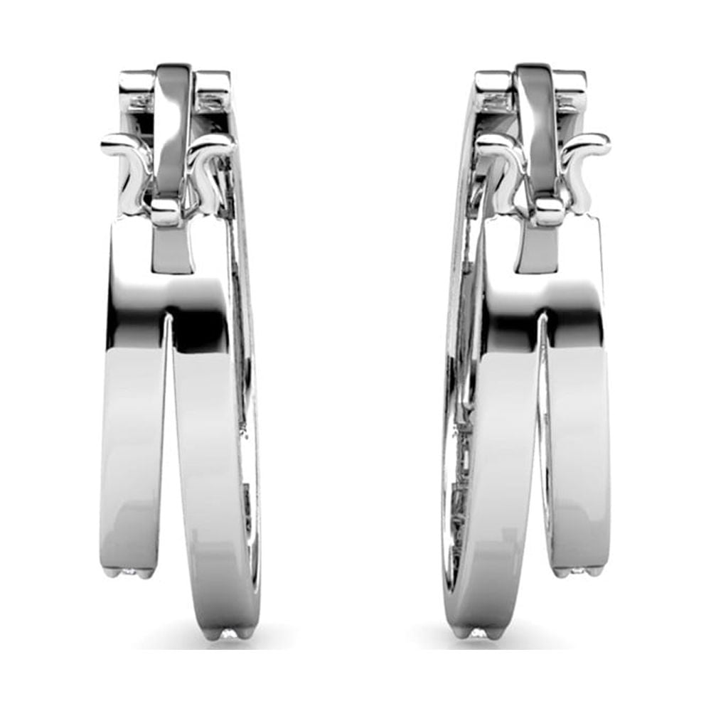 Cate & Chloe Corina 18k White Gold Plated 20mm Hoop Earrings with Swarovski Crystals Gift for Women