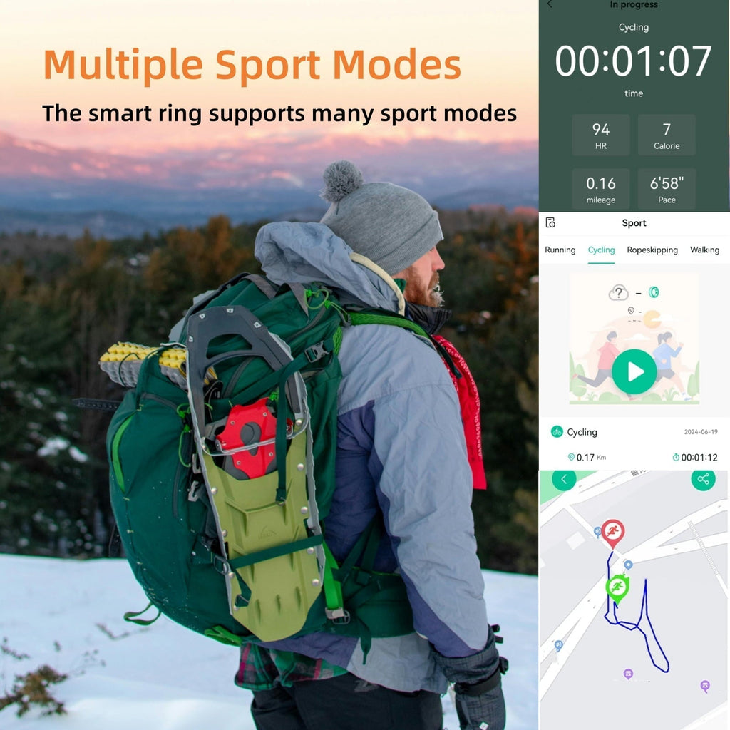 Fitness Tracker Ring, IP68 Waterproof, Long Lasting Batteries, Sleep Ring, Remote Photography