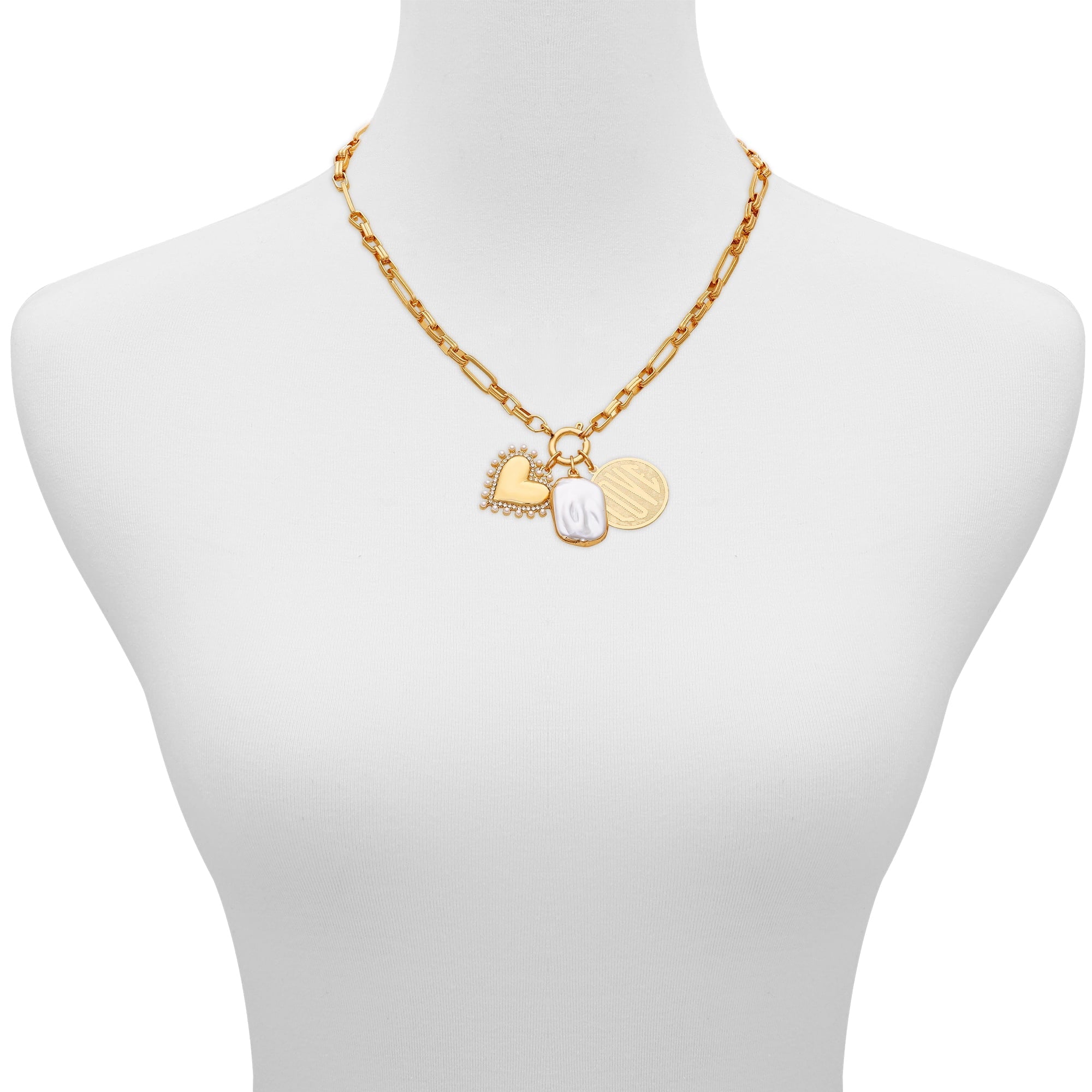 Time and Tru Women's Gold-Tone Interchangeable Love Theme Charms Necklace.