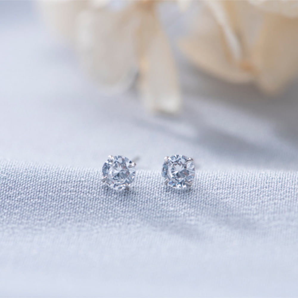 4 Pairs 925 Sterling Silver Tiny Stud Earrings Set Cubic Zirconia Stud Earrings for Women