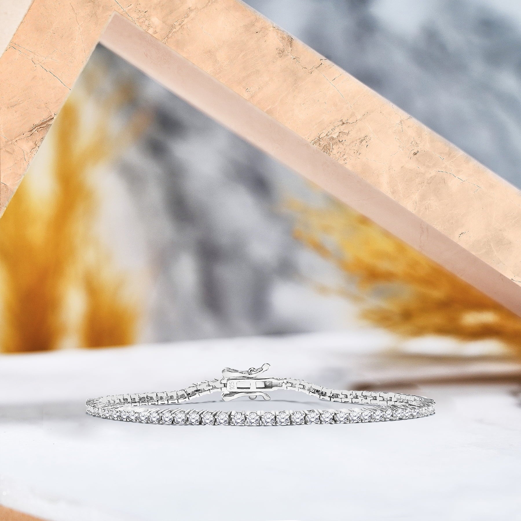 JeenMata 5.5 Carat Round Cut April - Cubic Zirconia - Birthstone Tennis Bracelet Eternity Design - White Gold Plating, Female, Adult