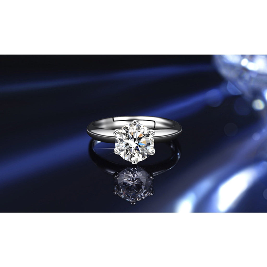 1.5 CT Moissanite Diamond for Women Modern Stylish Engagement Ring D Color VVS1 Jewelry 18k White Gold Over Silver Rings with Adjustable Open