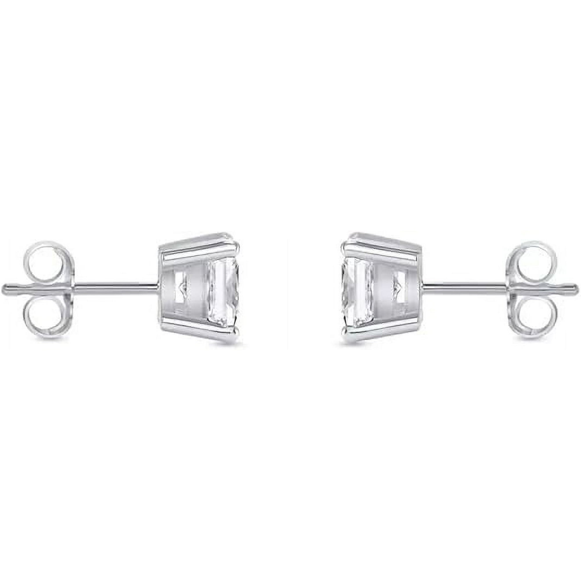 1/2 Ct Princess Cut Diamond Stud Earrings 14k White Gold Screw Back Basket For Women's Wear Gifting Jewellery