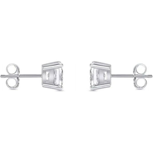 1/2 Ct Princess Cut Diamond Stud Earrings 14k White Gold Screw Back Basket For Women's Wear Gifting Jewellery