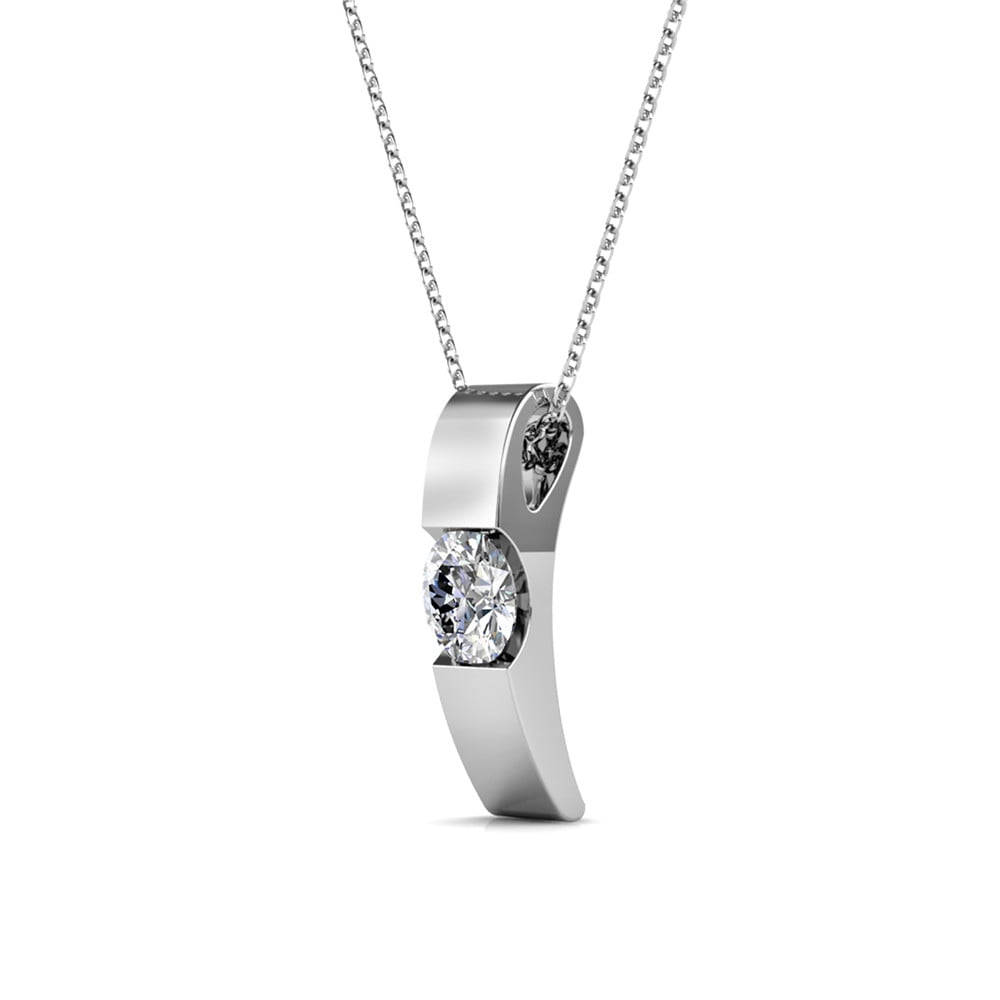 Cate & Chloe Nailea 18k White Gold Plated Pendant Necklace with Swarovski Crystals Gift for Women
