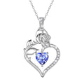 Beautlace 925 Sterling Silver Birthstone Necklace Rose Flower Heart Pendant Jewelry Christmas Valentines Mother's Day Gifts for Women Mom Wife/Lover