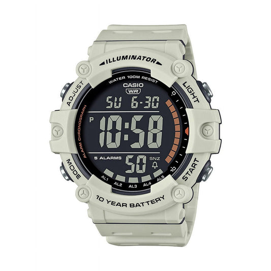 Casio Mens Large LCD Heavy Duty Wristwatch, White