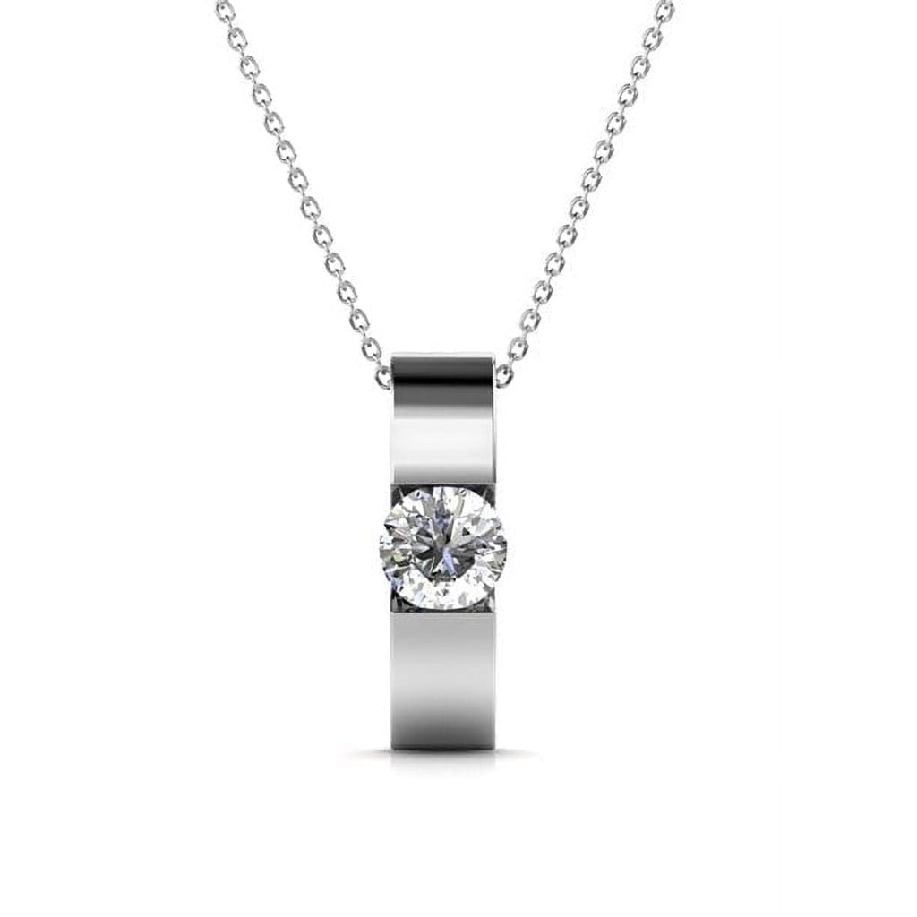 Cate & Chloe Nailea 18k White Gold Plated Pendant Necklace with Swarovski Crystals Gift for Women