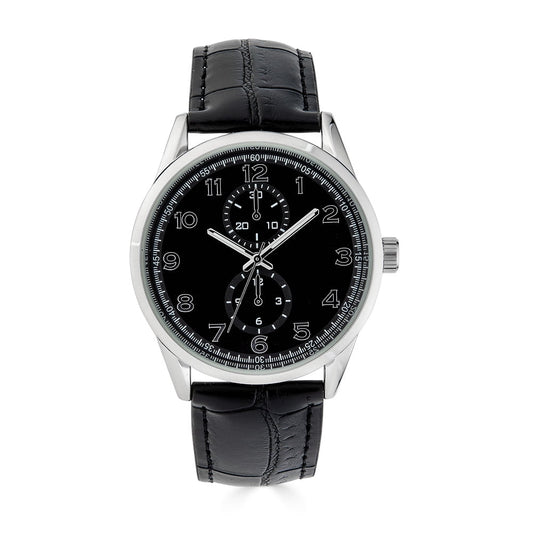 George 41MM Men's Silver Tone Black Dial Easy Read Strap Black Watch