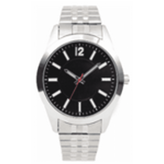 George Men's Silver Round Case Expansion Bacelet Wristwatch