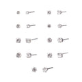 Time and Tru Adult Women's 9 Pair Silver Tone Crystal Stud Metal Earrings Set