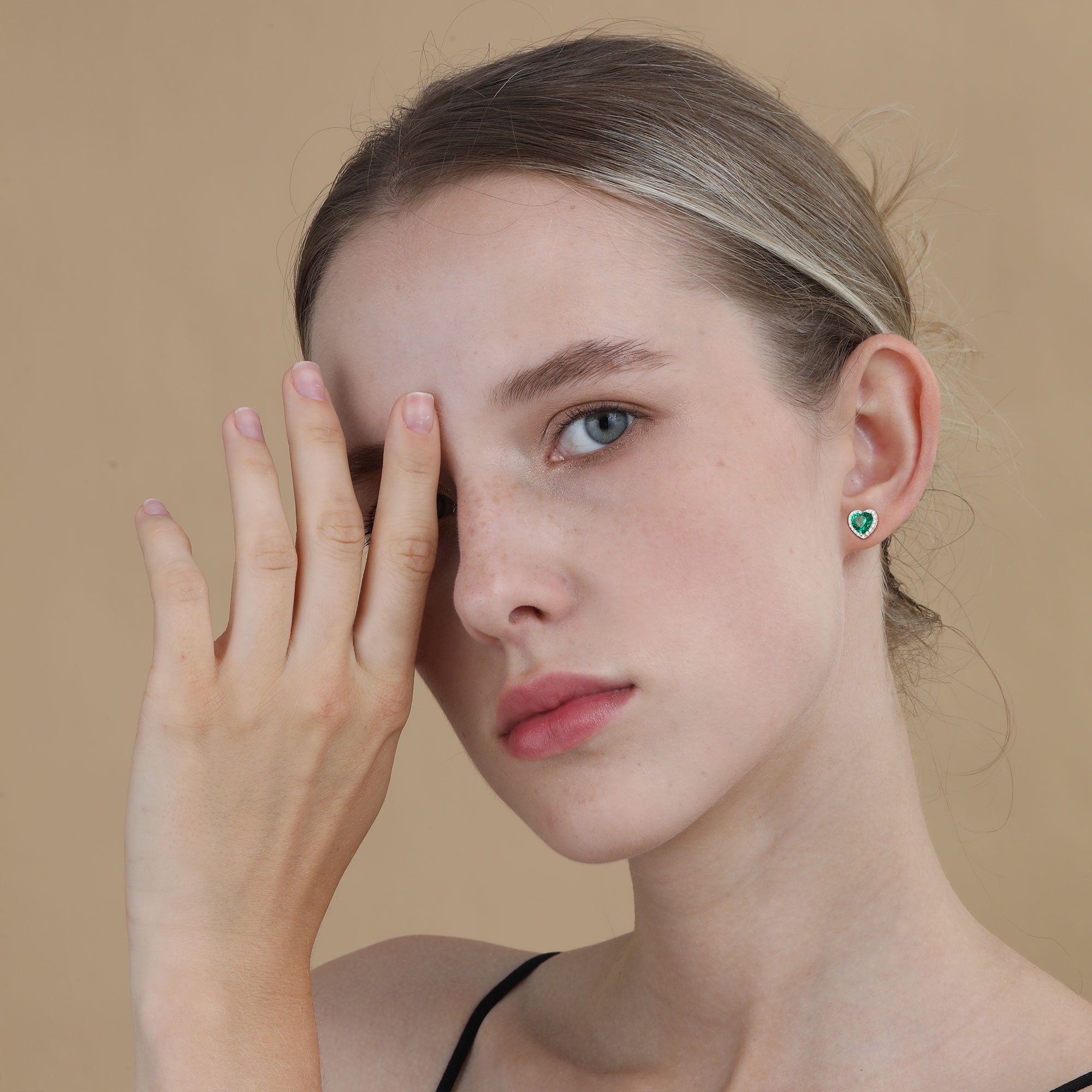 APSVO 18K White Gold Plated Love Heart Stud Earrings for Women CZ S925 Sterling Silver April Birthstone Earrings with Crystal Wedding Graduation Birthday Jewelry Gifts Teen Mom Ideas Age