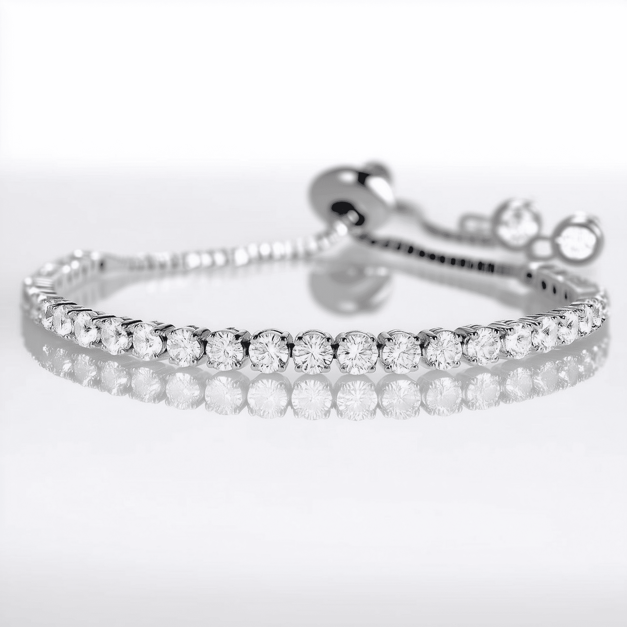 Amy and Annette 14K White Gold Adjustable Tennis Bracelet with crystals from Swarovski in 14K White Gold Plated