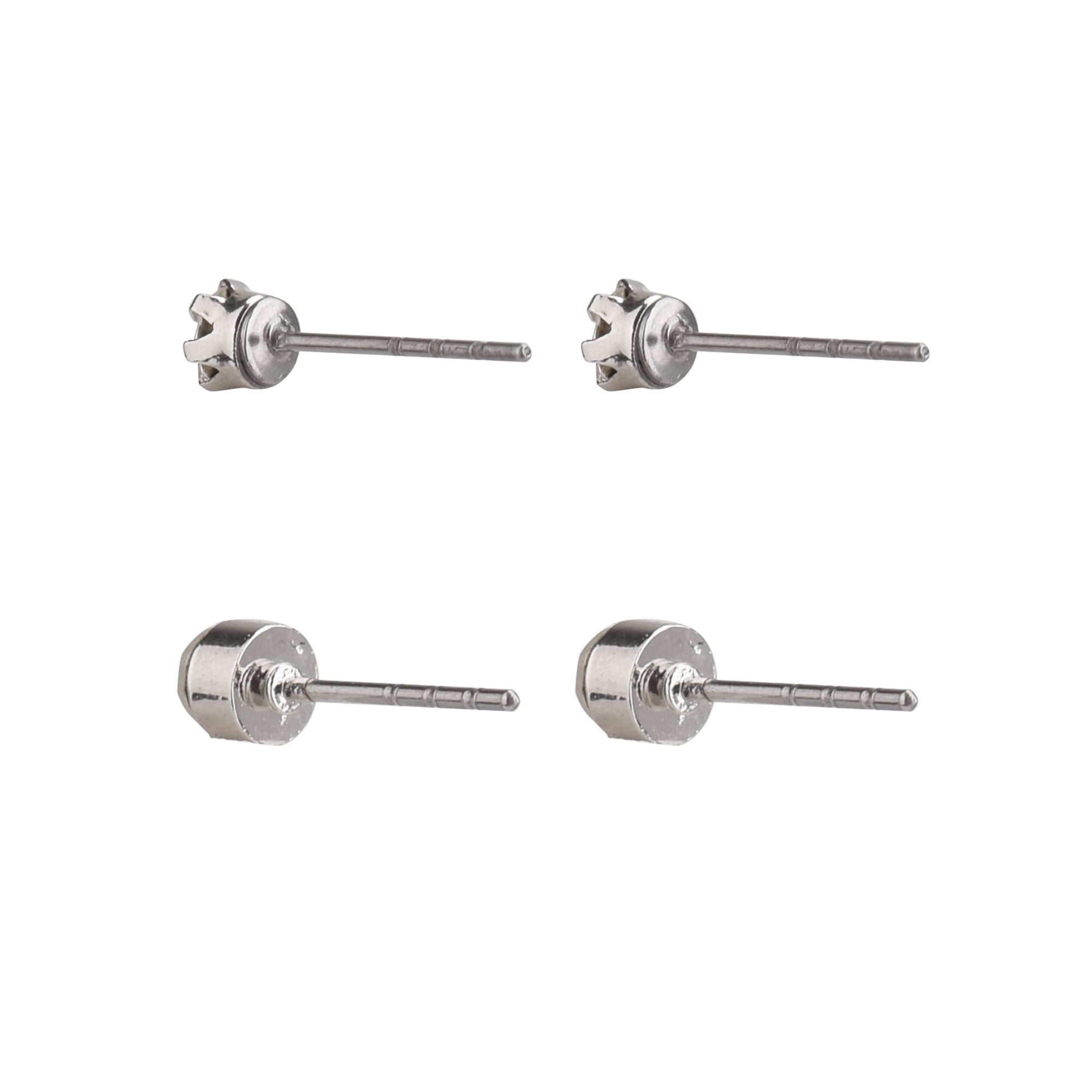 Time and Tru Adult Women's 9 Pair Silver Tone Crystal Stud Metal Earrings Set