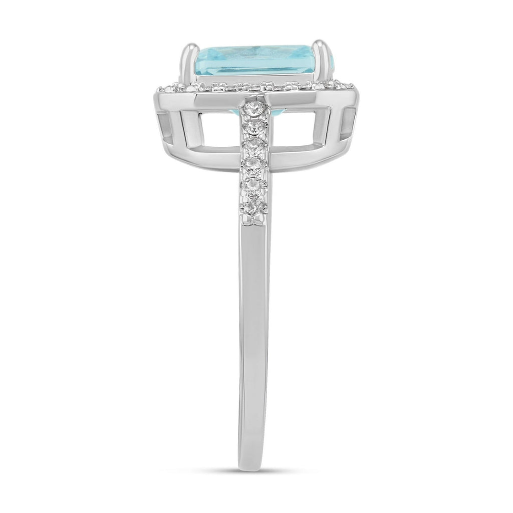 Believe by Brilliance Women's Fine Silver Plated Aquamarine Cubic Zirconia Ring (Size 7)