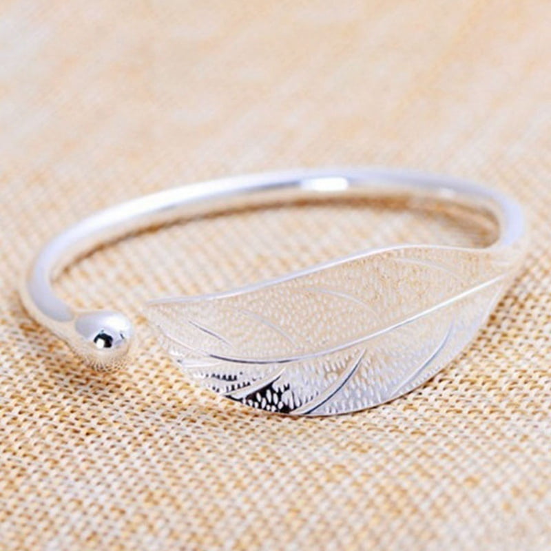 SHIYAO 2018 New Elegant Ladies Leaves 925 Sterling Silver Opening Bracelet Bangle For Women Girl Hot