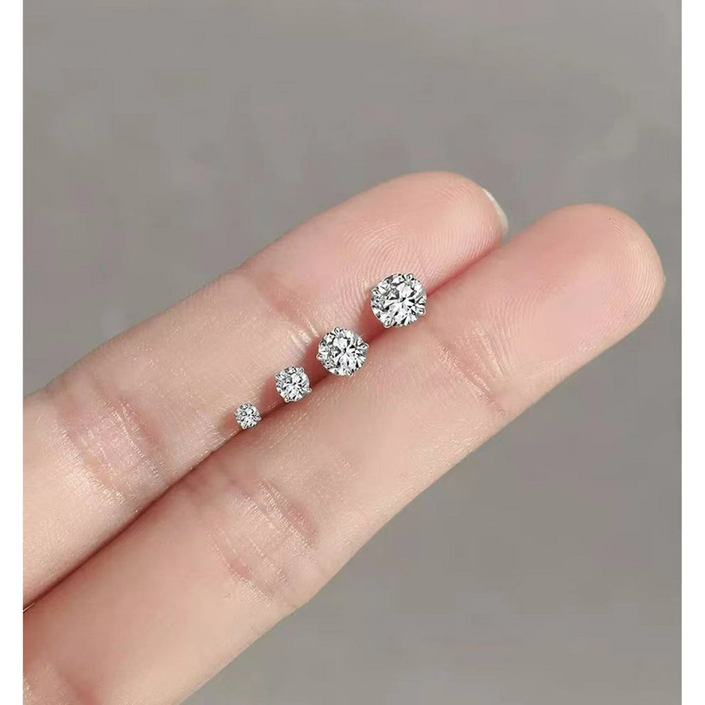 4 Pairs 925 Sterling Silver Tiny Stud Earrings Set Cubic Zirconia Stud Earrings for Women