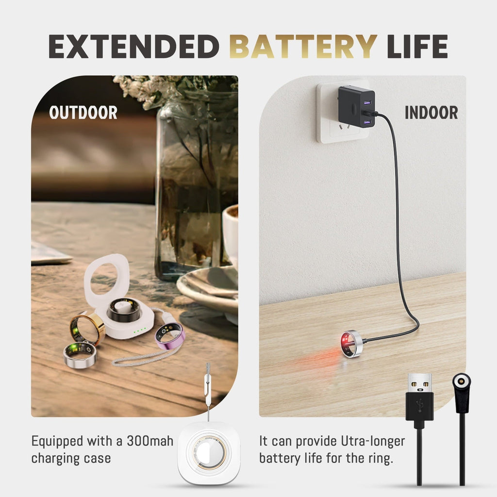 Fitness Tracker Ring, IP68 Waterproof, Long Lasting Batteries, Sleep Ring, Remote Photography