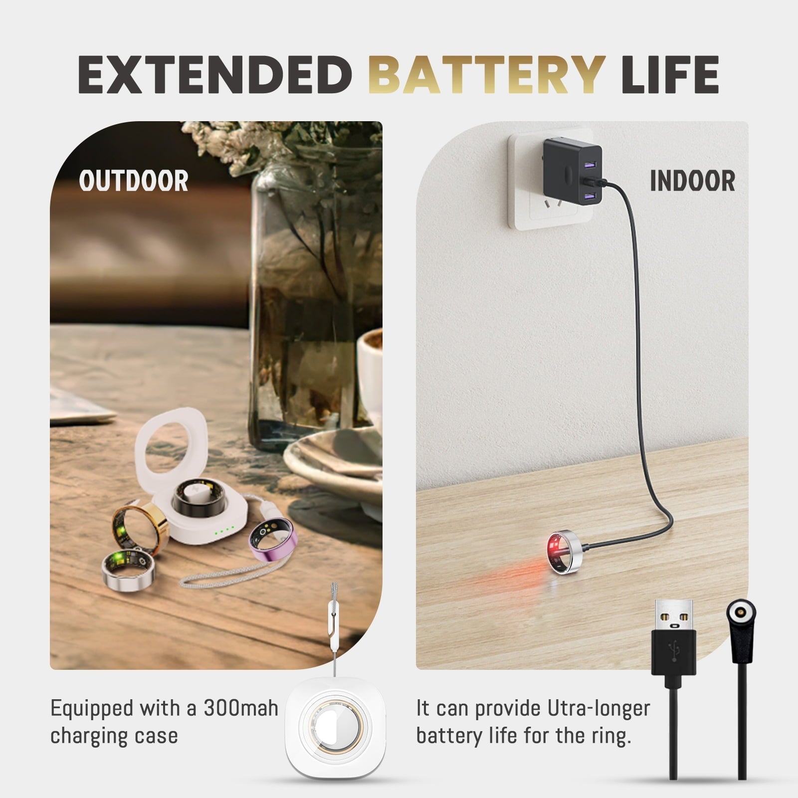 Fitness Tracker Ring, IP68 Waterproof, Long Lasting Batteries, Sleep Ring, Remote Photography