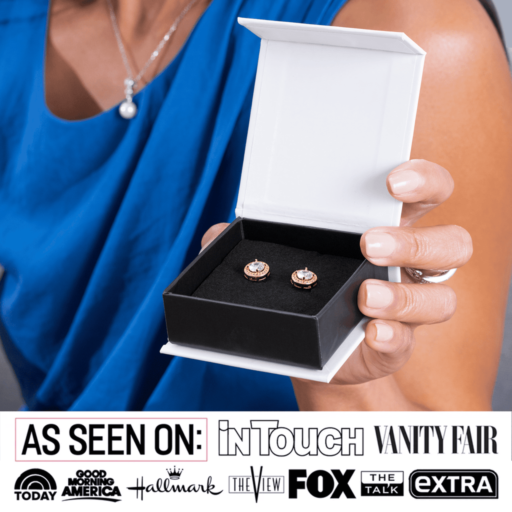 Cate & Chloe Ariel 18k White Gold Plated Halo Stud Earrings with Simulated Diamonds Gift for Women